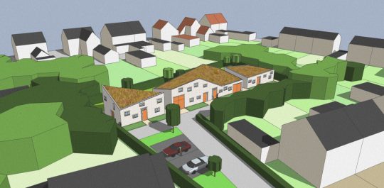 3D impressie voorzijde - Ontwerp seniorenwoningen, Veghel - BEELEN CS architecten Eindhoven / Thalliagroep Weert