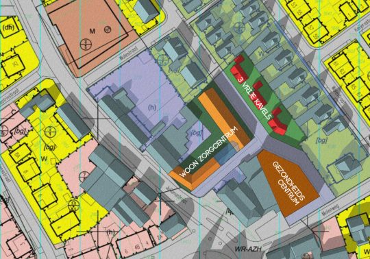 Overzicht plan situatie - gezondheidscentrum met woonzorg complex, Stramproy | BEELEN CS architecten / Thallia groep Weert - Eindhoven
