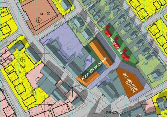 Overzicht plan situatie - gezondheidscentrum met woonzorg complex, Stramproy | BEELEN CS architecten / Thallia groep Weert - Eindhoven