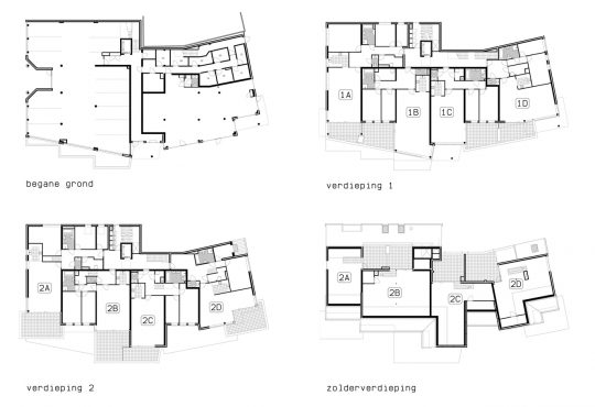 plattegronden De Poell - Appartementengebouwen De Poell en La Poste, Nederweert | BEELEN CS architecten / Thallia groep Weert - Eindhoven