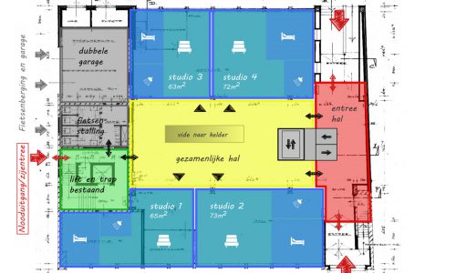 Entreeverdieping - Voorstudie herbestemming naar zorgappartementen, Weert - BEELEN CS architecten Eindhoven / Thalliagroep Weert