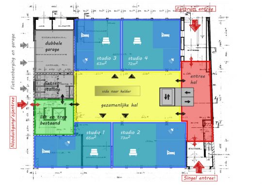 Entreeverdieping - Voorstudie herbestemming naar zorgappartementen, Weert - BEELEN CS architecten Eindhoven / Thalliagroep Weert