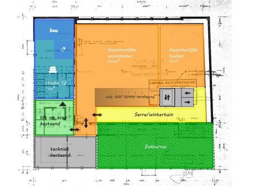 Gezamenlijke verdieping - Voorstudie herbestemming naar zorgappartementen, Weert - BEELEN CS architecten Eindhoven / Thalliagroep Weert