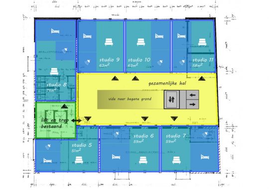 Woonverdieping - Voorstudie herbestemming naar zorgappartementen, Weert - BEELEN CS architecten Eindhoven / Thalliagroep Weert