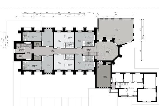 Herbestemming Bernadettekerk plattegrond grijs, Landgraaf - BEELEN CS architecten Eindhoven / Thalliagroep Weert