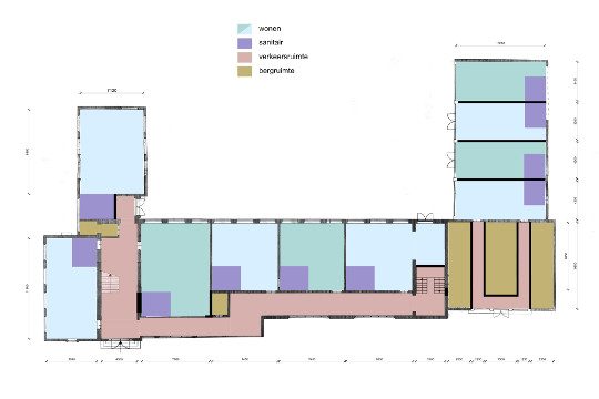 Herbestemming schoolgebouw plattegrond, Landgraaf - BEELEN CS architecten Eindhoven / Thalliagroep Weert