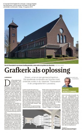 Krantartikel grafkerk als oplossing - Herbestemming Theresiakerk, Landgraaf - BEELEN CS architecten Eindhoven / Thalliagroep Weert