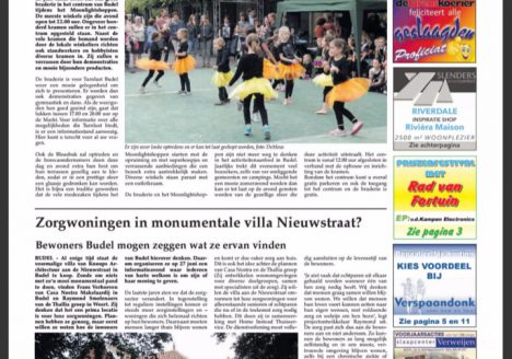 artikel krant infomatie avond Zorgwoningen Budel | Thallia groep Weert - Eindhoven